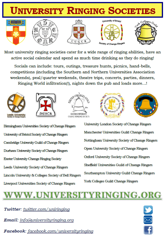 University Ringing leaflet (one sided) for current ringers